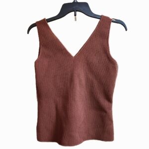 Bailey 44 Chocolate Brown Ribbed V-Neck Tank Top